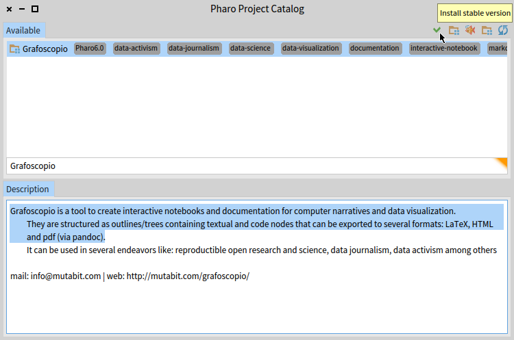  Install stable version from the Catalog Browser. 