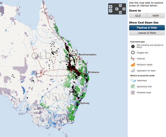 Mapa interactivo de yacimientos y concesiones petroleras en Australia (ABC News Online)