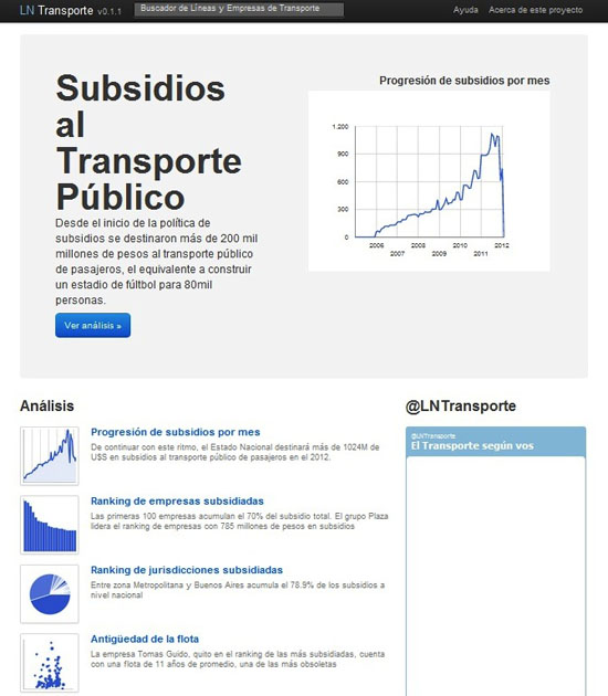 El explorador de subsidios al transporte (La Nación)